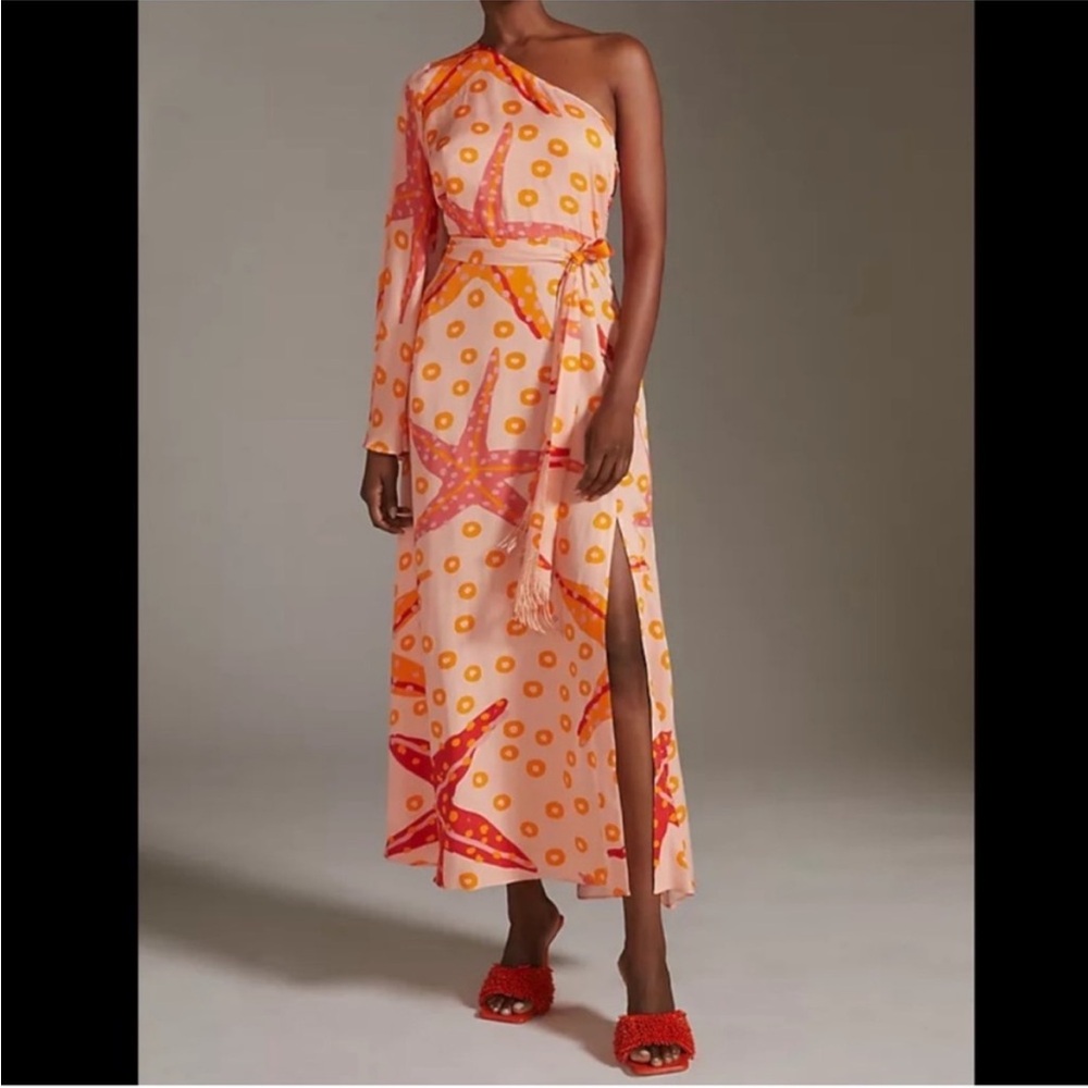 Farm Rio starfish printed one shoulder dress size S petite